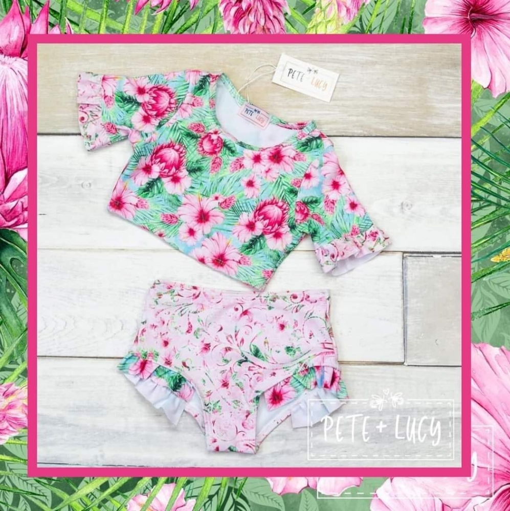 Vintage Floral 2pc Swim Suit